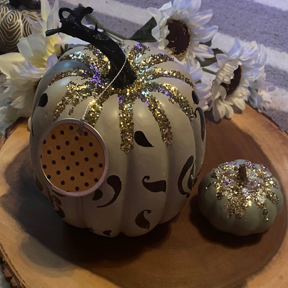 Glittery Gold Decorative Pumpkins